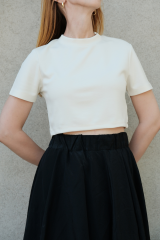 Ekru Crop Tişört