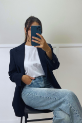 Lacivert Oversize Blazer Ceket