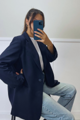 Lacivert Oversize Blazer Ceket